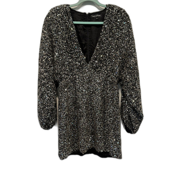 NWOT Retrofete Dress Full Sequin Summer Party Black Long Sleeve Women sz Large - Picture 2 of 12